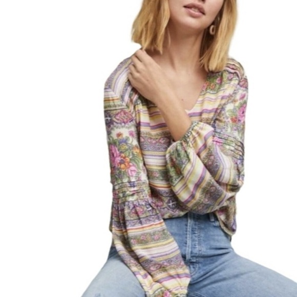 Maeve x Anthropologie Ceresco Bohemian Peasant Top - Picture 1 of 8